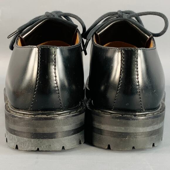 ALEXANDER MCQUEEN Size 10 Black Leather Fringed Tread Sole Lace-Up Shoes - Picture 3 of 12